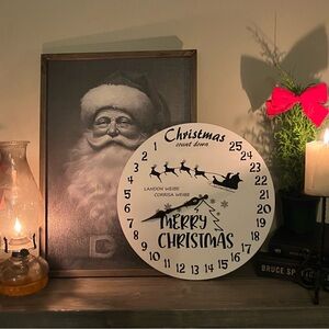Festive Christmas Countdown Clock - Black and White laser engraved made to order